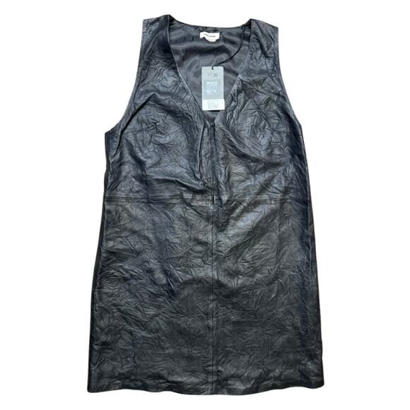 Zadig & Voltaire Rasha Crinkled Leather Sleeveless Mini Dress Black L NWT $698 - Picture 6 of 8